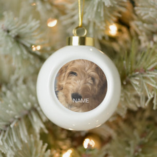 Custom photo image picture name ceramic ball christmas ornament