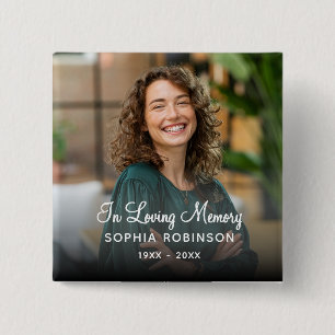 Custom Photo In Loving Memory Funeral 15 Cm Square Badge