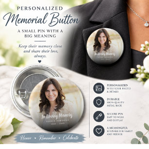 Custom Photo In Loving Memory Funeral 3 Cm Round Badge