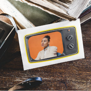 Custom Photo in Vintage Yellow TV Pop Art Style Postcard
