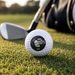 Custom Photo Initial Heart Monogram Couples Gift Golf Balls