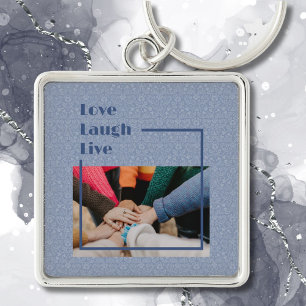 Custom Photo Inspirational Gifts for Women Blue Key Ring