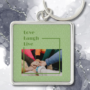 Custom Photo Inspirational Gifts for Women Green Key Ring