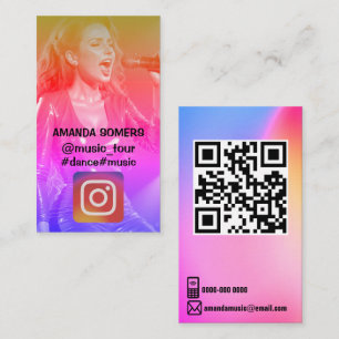 Custom photo instagram social media icons and QR Business Card