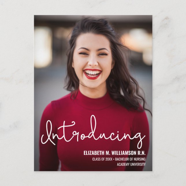 Custom Photo Introducing Nurse Grad Announcement Postcard (Front)