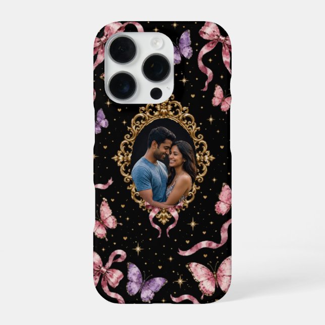 Custom Photo iPhone 16 Pro Case: Gold Frame" Case (Back)