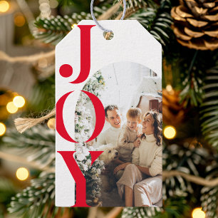 Custom Photo & Joy Holiday Personalised Gift Tags