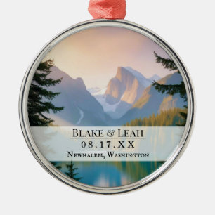 Custom photo keepsake wedding ornament mountain