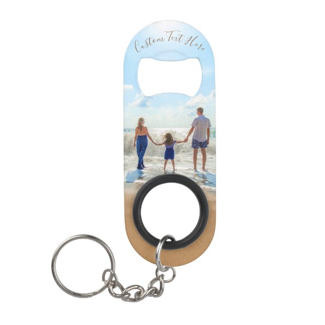 Custom Photo Keychain Bottle Opener with Text (Front)