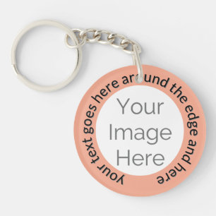Custom Photo Keychain – Circle Layout on Peach