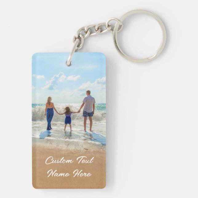 Custom Photo Keychain Your Photos and Text Gift (Back)