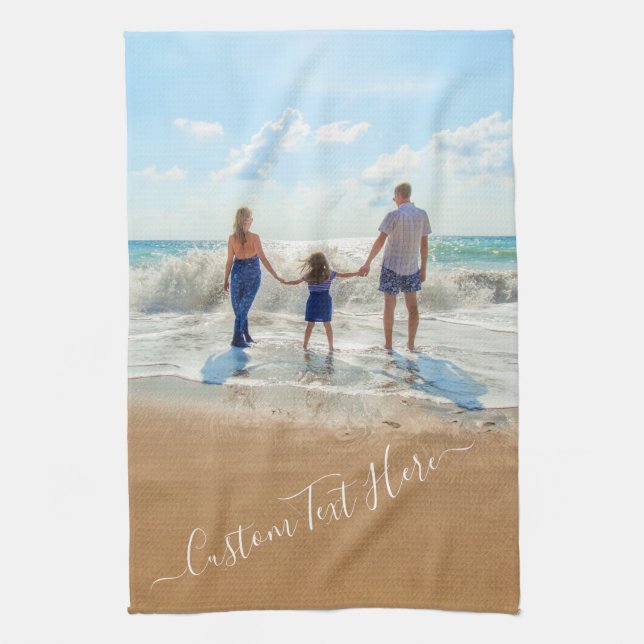 Custom Photo Kitchen Towel Your Photos and Text (Vertical)