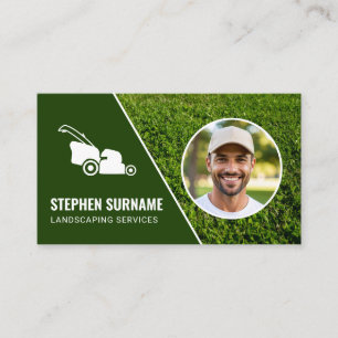 Custom Photo Landscaping Services And Lawn Care Business Card