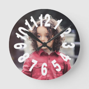 Custom Photo Large Numbers Round Clock