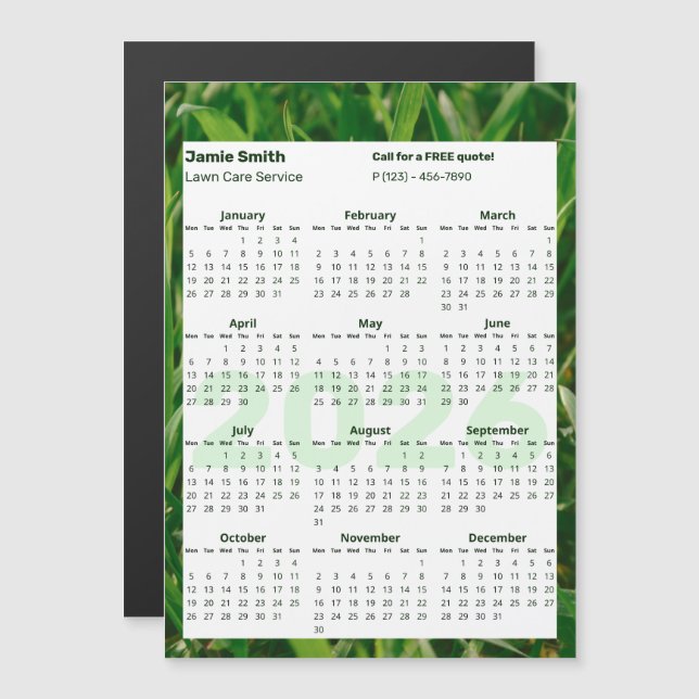 Custom Photo Lawn Care 2026 Calendar Magnet (Front/Back)