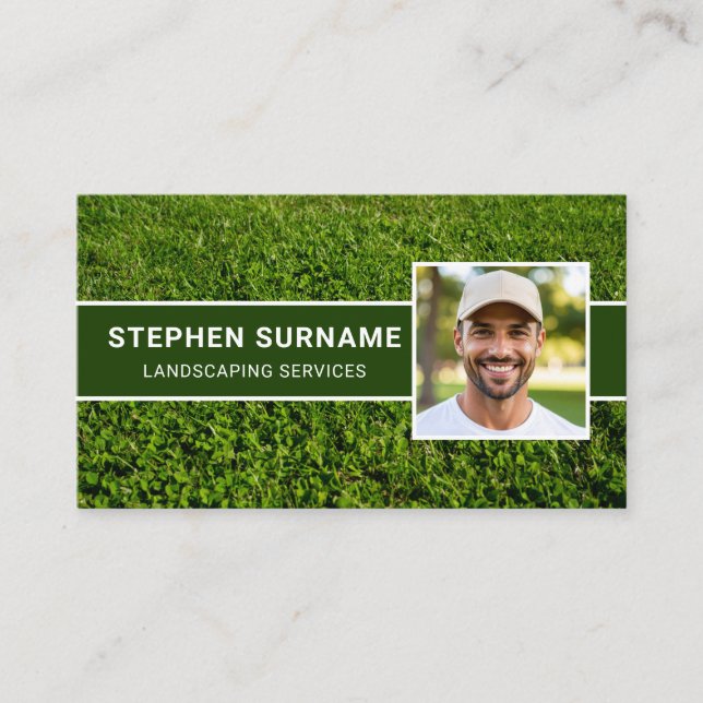 Custom Photo Lawn Mowing Yard Care Landscaper Business Card (Front)