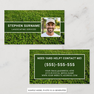 Custom Photo Lawn Mowing Yard Care Landscaper Business Card