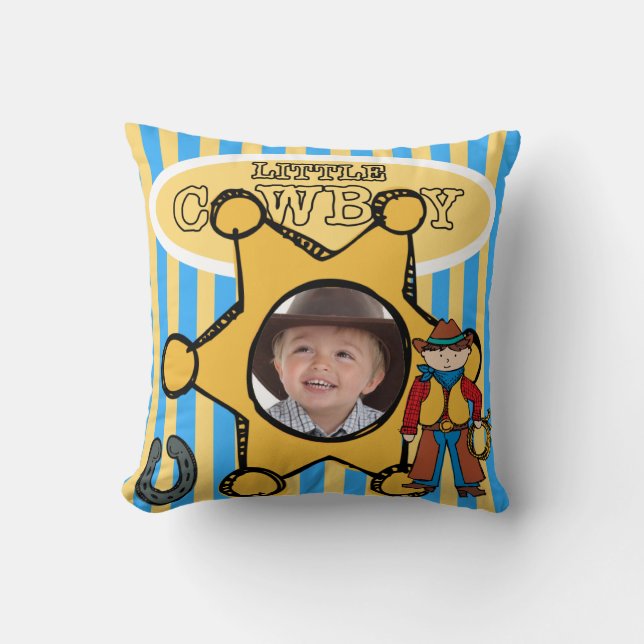 Custom Photo Little Cowboy Pillow (Front)