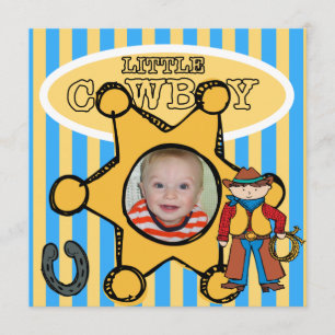 Custom Photo Little Cowboy Western Birthday Invitation