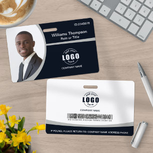 Custom Photo Logo Barcode Employee Corporate Grey ID Badge