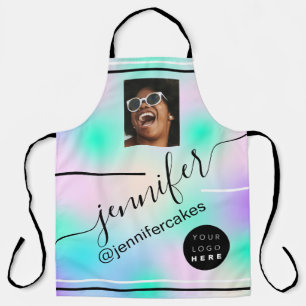 Custom Photo Logo Coffee Shop  Cakes  Holograph Apron