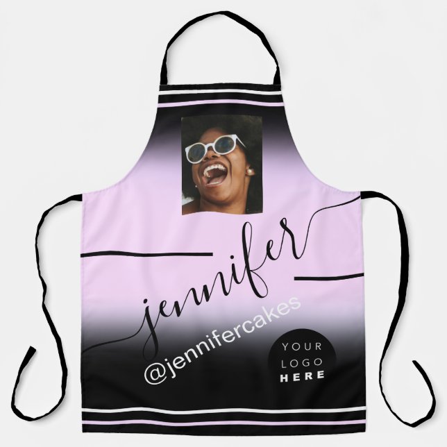 Custom Photo Logo Coffee Shop Restaurant Pub Pink Apron (Front)