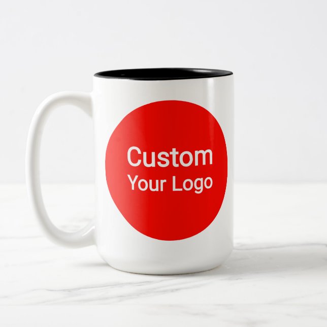Custom Photo & Logo  | Personalised Two-Tone Coffee Mug (Left)