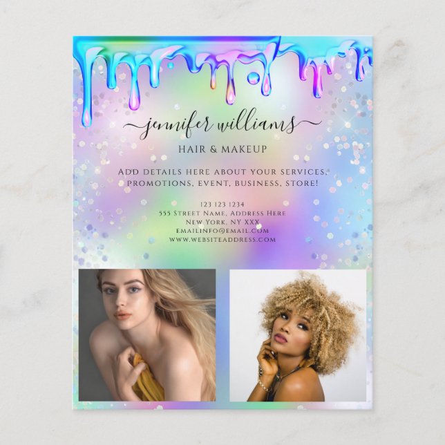 Custom Photo Logo Promotional Holographic Drip Flyer (Front)