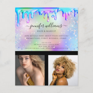 Custom Photo Logo Promotional Holographic Drips Flyer