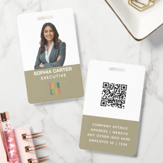 Custom Photo Logo QR Code Employee Iguana Colour ID Badge