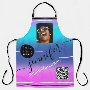 Custom Photo Logo QR Menu CODE Color Therapy Blue Apron