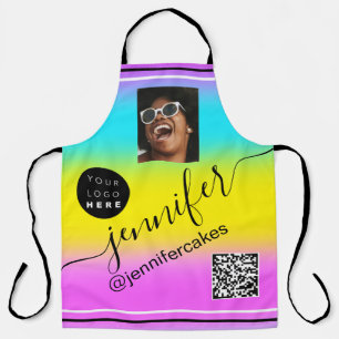 Custom Photo Logo QR Menu CODE Colour Therapy Pink Apron