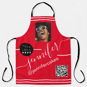 Custom Photo Logo QR Menu CODE Restaurant Red Apron