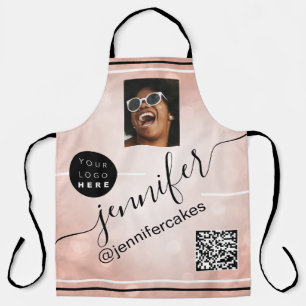 Custom Photo Logo QR Menu CODE Restaurant Rose Apron