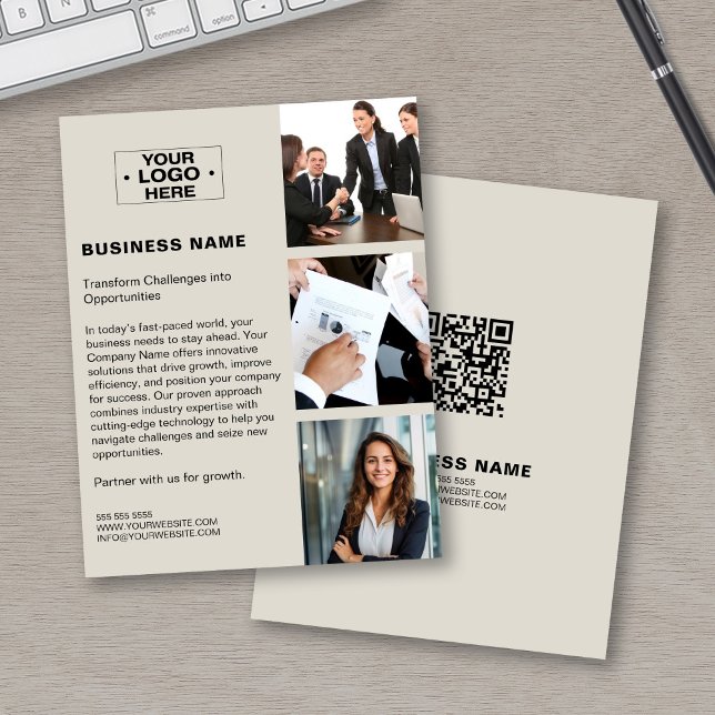 Custom Photo Logo QR Modern Corporate Business Flyer (Custom Photo Logo QR Modern Corporate Business Flyer)