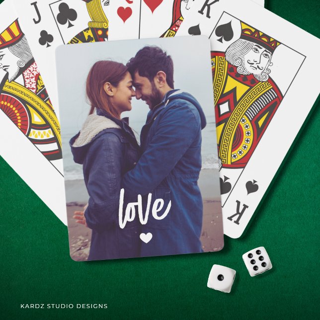 Custom Photo Love Couple Playing Cards (Full frame photo template, edit text or leave as is.)