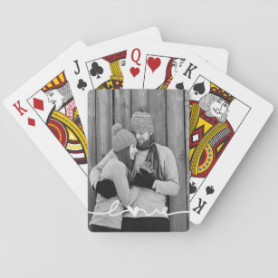 Custom Photo   Love Heart Script Playing Cards