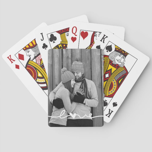 Custom Photo | Love Heart Script Playing Cards (Back)