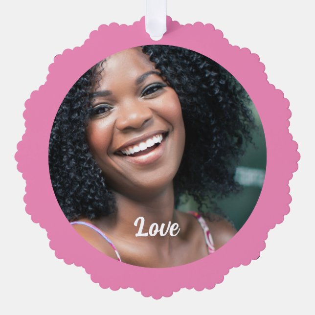 custom photo love pink cute simple paper ornament (Front)