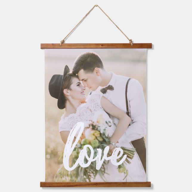 Custom Photo Love Script Hanging Tapestry (Front)