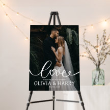 Custom Photo Love Script Wedding Welcome  