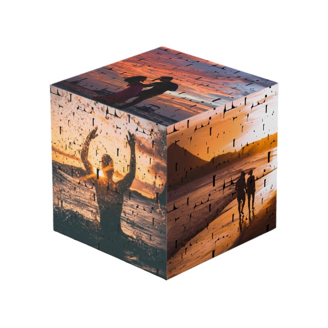 Custom Photo Love Typography  Cube (Front Angled)