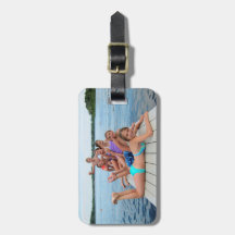 Custom photo luggage tag - editable text & colour