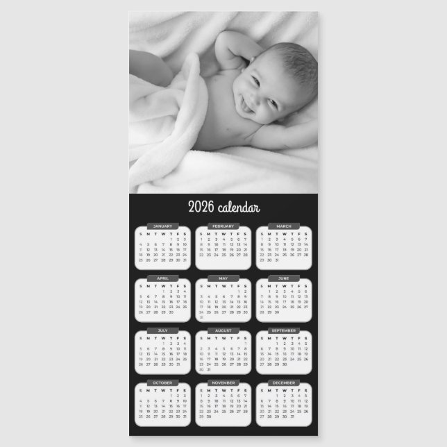 Custom Photo Magnet 2026 Calendar Card (Front)