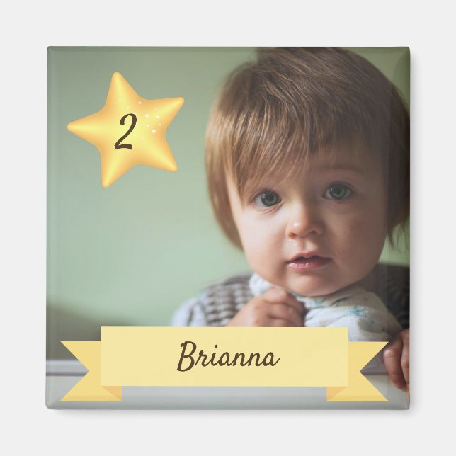 Custom Photo Magnet with Child's Name and Age (Front)