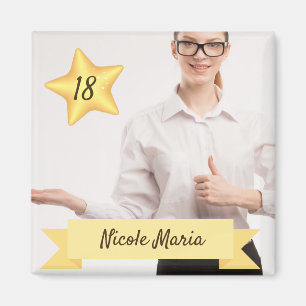 Custom Photo Magnet with Name and Age