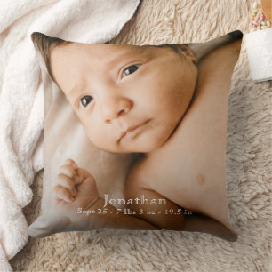Custom Photo Make it Unique Baby Birth Stats  Cushion