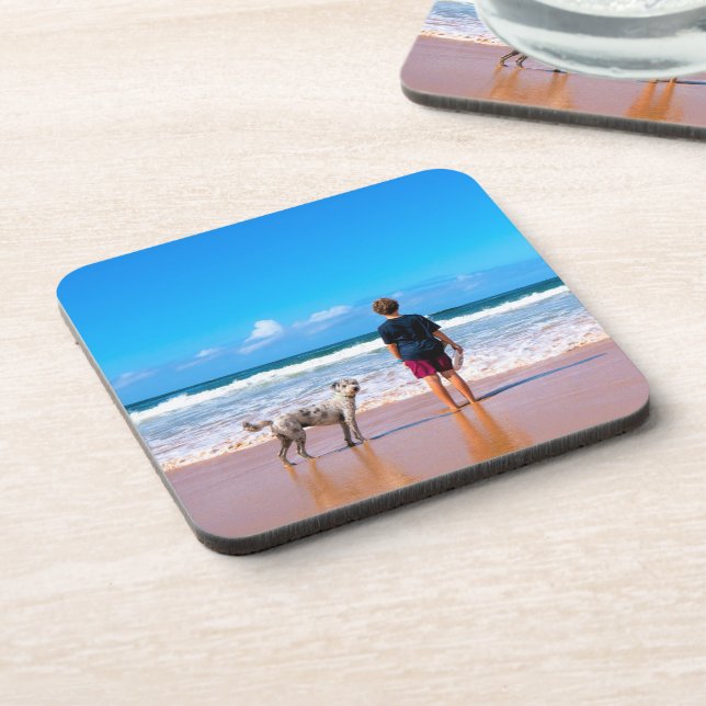 Custom Photo Make Your Own Design - I Love My Pet  Coaster (Left Side)
