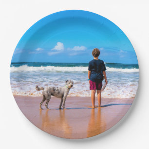 Custom Photo Make Your Own Design - I Love My Pet Paper Plate