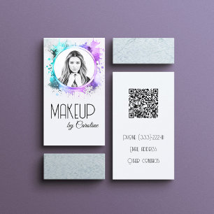 Custom Photo Makeup Artist Colour Splash Frame Business Card